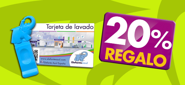 Regalo del 20% EXTRA en la recarga de tarjeta o llave de lavado